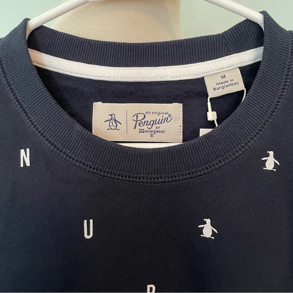 Original Penguin Navy Blue Penguin Print Crewneck Sweatshirt Men’s Medium NWT - Picture 2 of 4